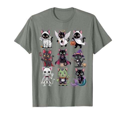 Halloween Cat Apparel Halloween Cat T-Shirt - Spooky Kittens Costume T-Shirt - size chart