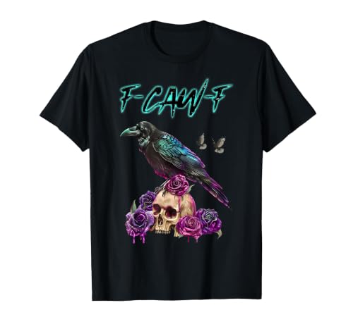 F-Caw-F Funny Raven Black Crow Spooky Season Retro F-Caw-F Funny Raven Black Crow Spooky Season Halloween Retro T-Shirt -