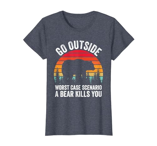 Go Outside Worst Case Scenario A Bear Kills You Camping T-Shirt - size chart