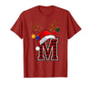 Christmas Buffalo Plaid Alphabet Tees Letter M Name Initial Buffalo Plaid Alphabet Monogram T-Shirt - size chart