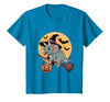 Triceratops Lover Dino Halloween Party Wear Triceratops Witch Hat Pumpkin Halloween Costume Men Women T-Shirt - size chart
