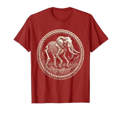 Mademark Elephant Skeleton Mid-Stride Through Tall Grass T-Shirt - Men - size chart