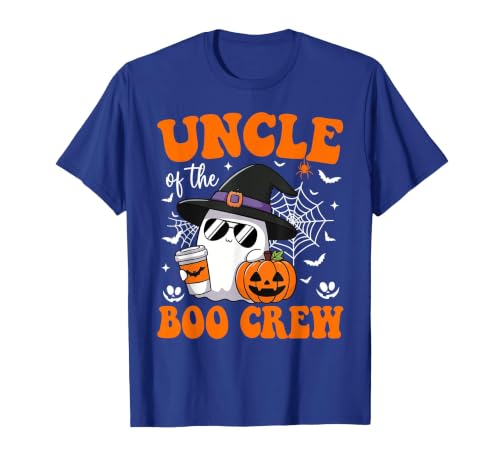 Halloween Family Matching Costume Boo Ghost Tee. Uncle Boo Crew Groovy Ghost Matching Family Halloween T-Shirt - size chart