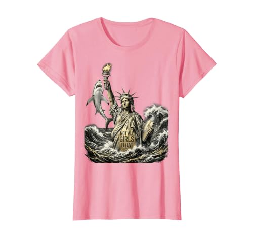 Mademark Not All Girls Float Womens Shark Design T-Shirt - size chart