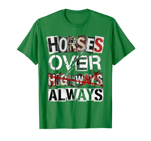 Mademark Horses Over Highways Always Equestrian Design T-Shirt - size chart