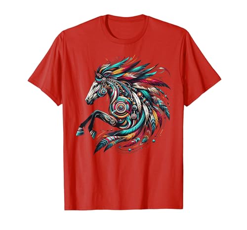 Mystical Native American Horse Farm Heritage Spirituality T-Shirt - size chart