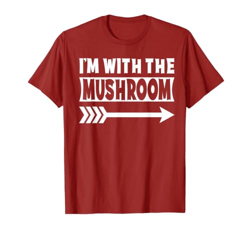 Funny Lazy & Easy Halloween Couple Costume Tee I'm with The Mushroom Halloween Costume Mushroom Halloween T-Shirt - size