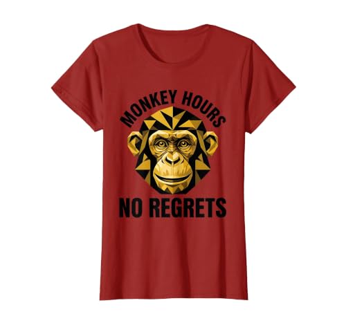 Mademark Monkey Hours No Regrets Funny Primate Design T-Shirt - Women - size chart