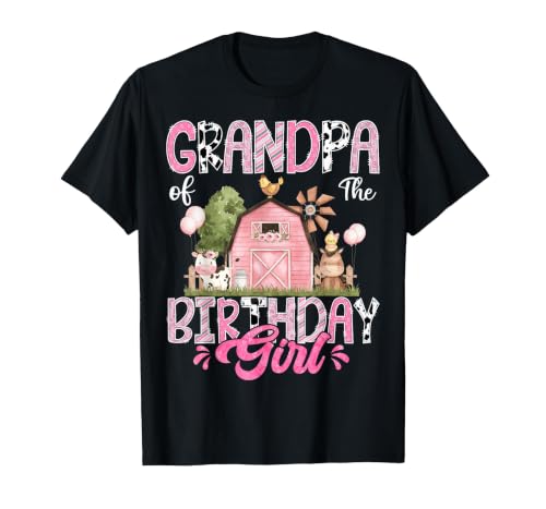 Famer Pink Cow Birthday Matching Tees Grandpa of The Birthday Girl 1St Birthday Pink Cow Farm T-Shirt - size chart