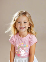 Easter Day Gift for Toddler Boy Baby Girl Tractor Loving Bunny T-Shirt — design detail