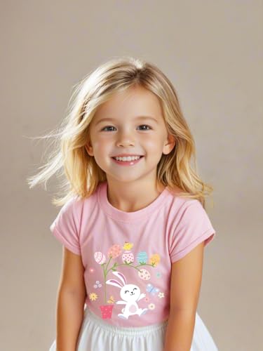 Easter Day Gift for Toddler Boy Baby Girl Tractor Loving Bunny T-Shirt — design detail