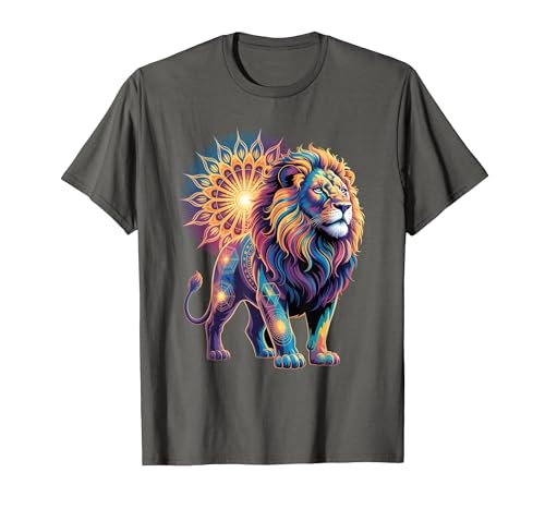 Cosmic Animal Mandala Sacred Geometry Collective Sacred Geometry Lion Mandala T-Shirt - size chart
