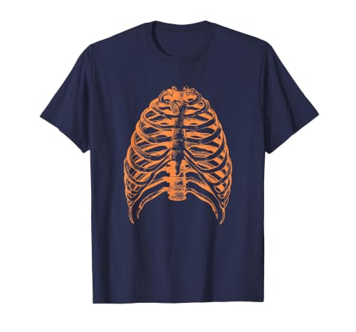 Orange Halloween Rib Cage Ribcage T-Shirt - size chart