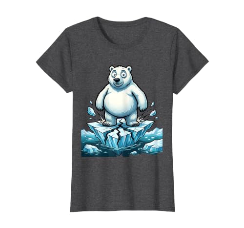 Mademark Polar Bear on Cracking Ice Floe Illustration T-Shirt - size chart