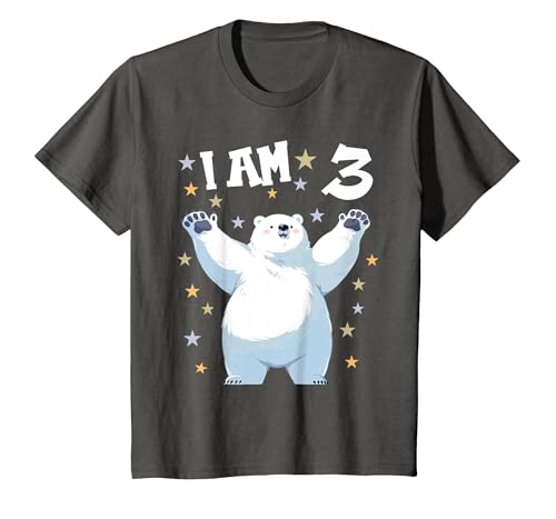 3 years old 3rd birthday Polar Bear Kids 3 Years Old 3 Birthday Polar Bears Boy Girl Polar Bear T-Shirt - size chart