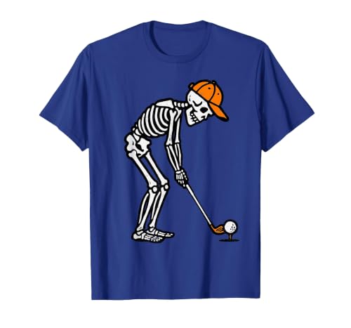 Halloween Tees for Women Men Kids Skeleton Golf Halloween Golfer Costume Dad Mens Boys Kids T-Shirt - size chart