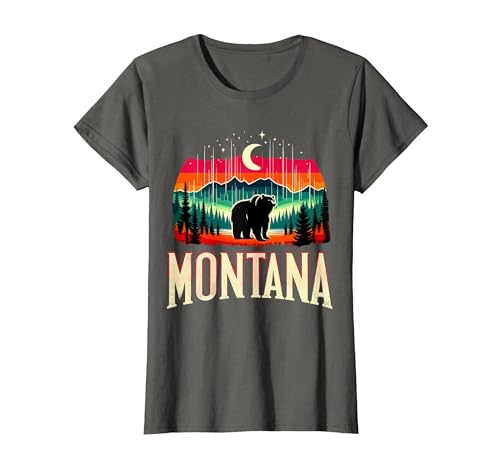 Grizzly Bear Mountain Forrest Nature Montana Grizzly Bear Mountain T-Shirt - size chart