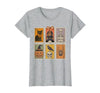 Halloween Stamp Cute Ghost Cute Fall Apparel Vintage Halloween Stamp Cute Ghost Pumpkin Cat Retro Fall T-Shirt - size chart