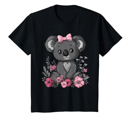 We Love Koalas - Kids Apparel Co. Koala Kawaii Koala Bear Pink Bow Flowers Girls Kids T-Shirt - size chart