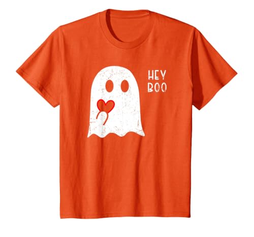 Halloween Ghosts & Stuff Clothing Hey Boo Ghost Heart Hand Sign Cute Halloween Spooky Season T-Shirt - size chart