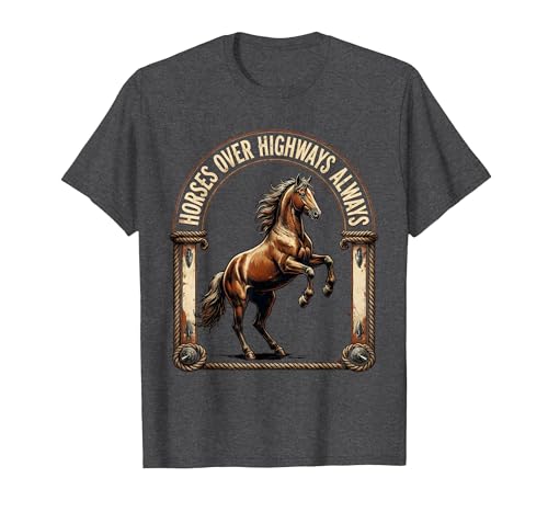 Mademark Horses Over Highways Always Equestrian Design T-Shirt - Men - size chart