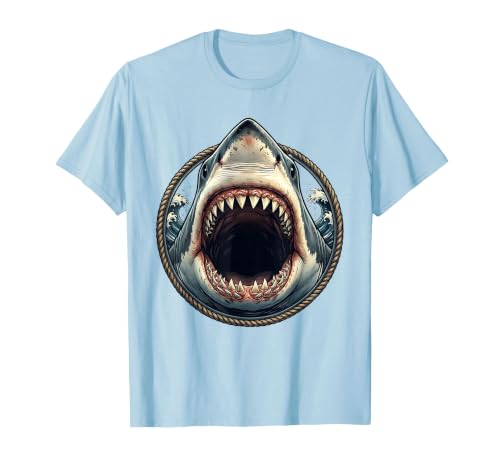 Mademark Shark Open Jaw Rows of Teeth Graphic Design T-Shirt - size chart