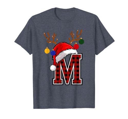 Christmas Buffalo Plaid Alphabet Tees Letter M Name Initial Buffalo Plaid Alphabet Monogram T-Shirt - size chart