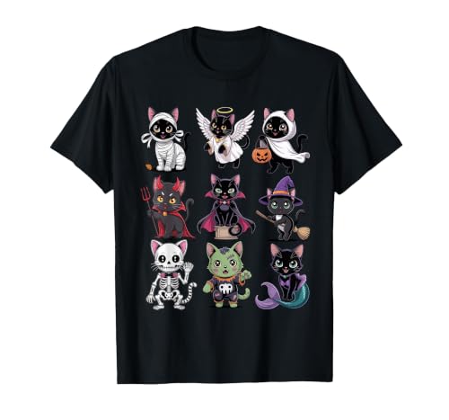 Halloween Cat Apparel Halloween Cat T-Shirt - Spooky Kittens Costume T-Shirt - size chart