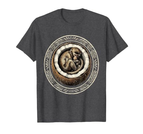 Mademark Cozy Monkey Curled in a Coconut Shell T-Shirt - Men - size chart