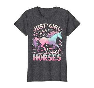 Funny Horse Lovers Just a Girl Who Loves Horses T-Shirt - size chart