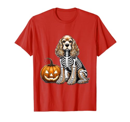 Spooky Cocker Spaniel Skeleton Costumes Halloween Cocker Spaniel Skeleton Jack O Lantern Funny Dog Halloween T-Shirt - size