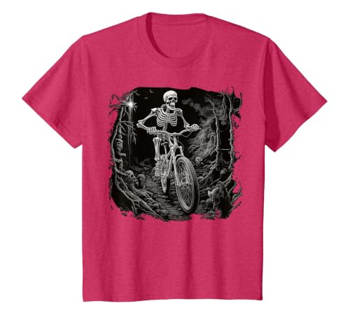 Scary Cyclist Skeleton Gifts Cycling Skeleton Mountain MTB Bicycle Cyclist Skeleton T-Shirt - size chart