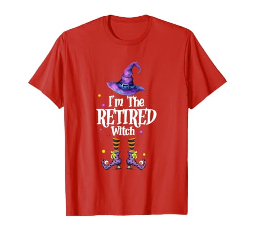 Funny Quote Horror Costume Party Family Friends I'm The Retired Witch Spooky Scary Halloween Retiree Women T-Shirt - size