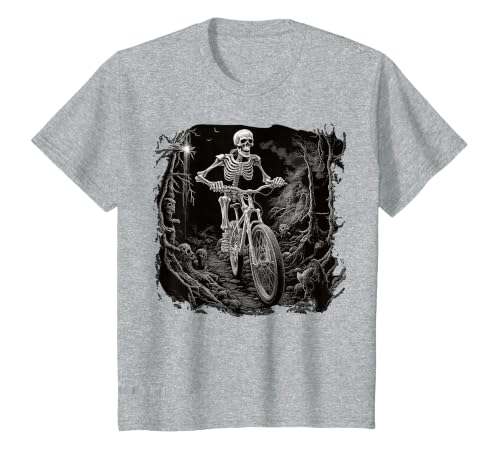 Scary Cyclist Skeleton Gifts Cycling Skeleton Mountain MTB Bicycle Cyclist Skeleton T-Shirt - size chart