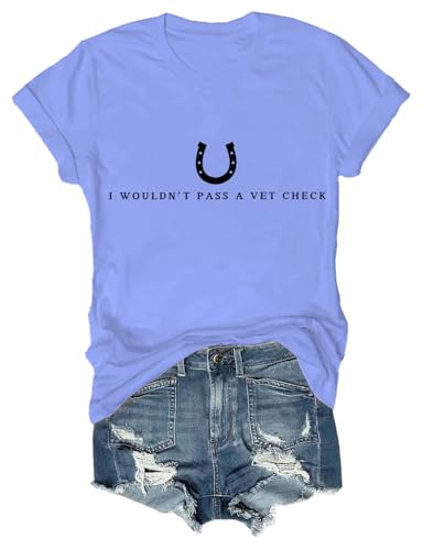 Czbic I Wouldn't Pass A Vet Check Shirt, Horseshoe Graphic Tee, Funny Casual Horse Lover Casual Top for Men Women - size chart