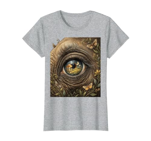 Mademark Elephant Eye Landscape Reflection Wildlife Art T-Shirt - Women - size chart