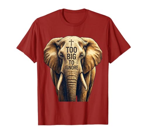Mademark Too Big To Ignore Bold Elephant Graphic Design T-Shirt - Men - size chart