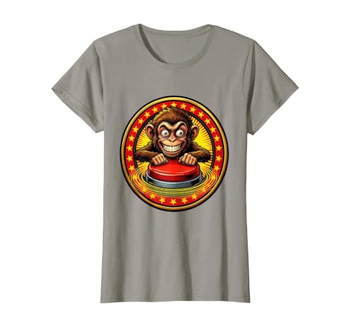 Mademark Eager Monkey Pressing the Big Red Button T-Shirt - Women - size chart