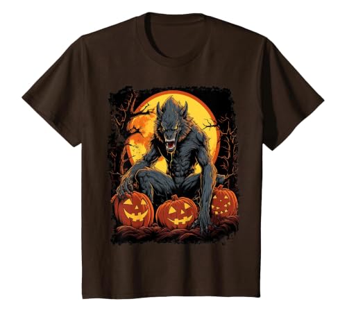 FrightNightFits Werewolf Orange Halloween T-Shirt - size chart