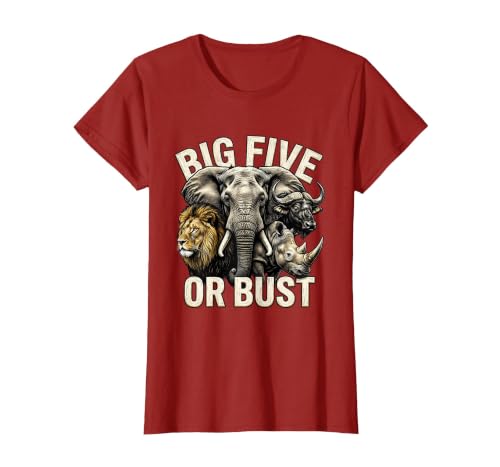 Mademark Big Five or Bust Safari Wildlife Design T-Shirt - Women - size chart