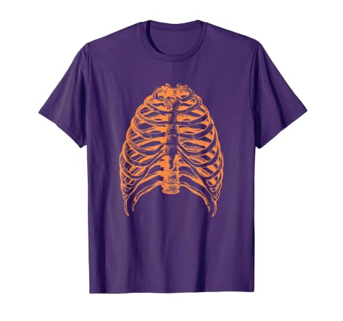Orange Halloween Rib Cage Ribcage T-Shirt - size chart