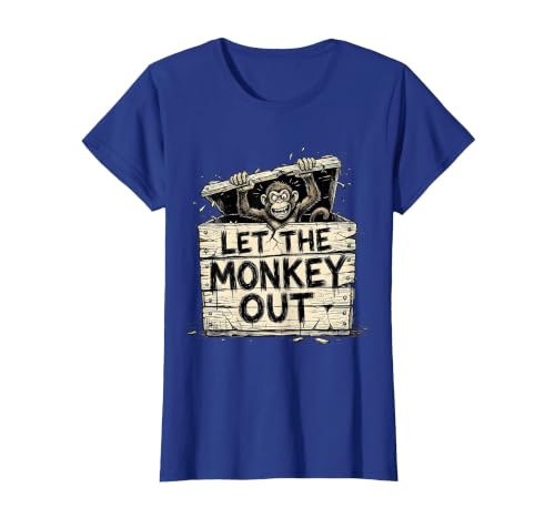 Mademark Let the Monkey Out Wild Primate Graphic Design T-Shirt - Women - size chart