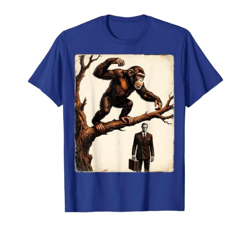 Mademark Monkey Flinging Poo at Businessman Graphic T-Shirt - Men - size chart