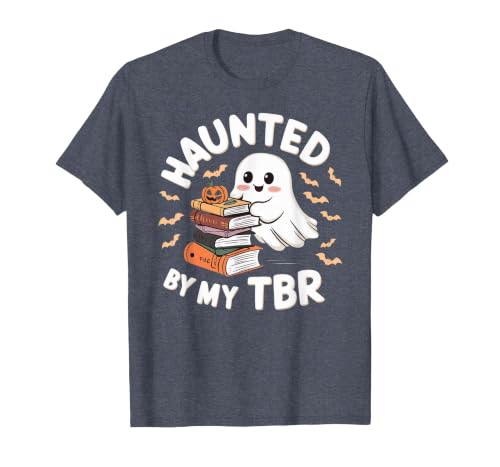 Halloween Student Books Lovers Haunted By My TBR Haunted By My TBR Cute Ghost Book Reading Teacher Halloween T-Shirt - size