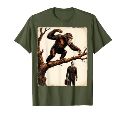 Mademark Monkey Flinging Poo at Businessman Graphic T-Shirt - Men - size chart