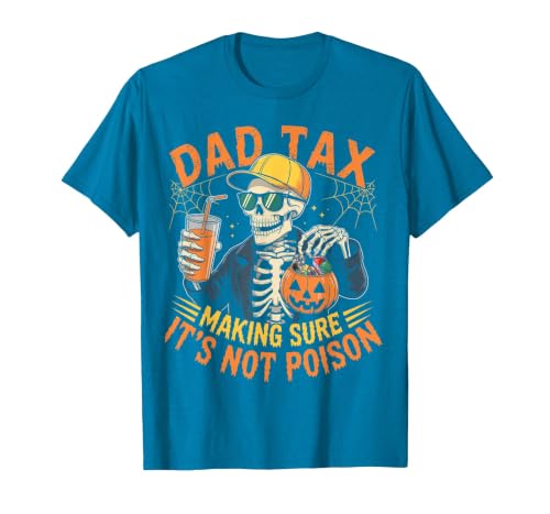 Dad Tax Halloween Pumpkin Candy Art Dad Tax Halloween Pumpkin Candy Funny Skull Men Dad Joke T-Shirt - size chart