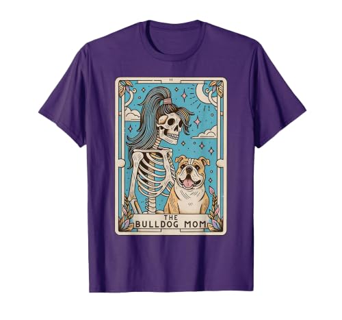 The Bulldog Mom Tarot Card Halloween Women Men Kid Retro Funny The Bulldog Mom Tarot Card Skeleton Halloween T-Shirt - size
