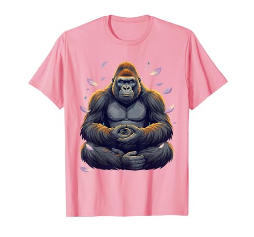 Mademark Meditating Gorilla Zen Monkey Graphic Design T-Shirt - Men - size chart