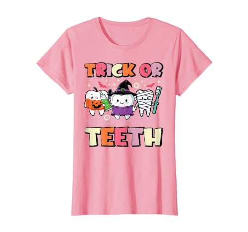 Halloween Shirts For Women Men Kids Boys Girls Halloween Dentist Trick Or Teeth Dental Costume Men Women T-Shirt - size chart