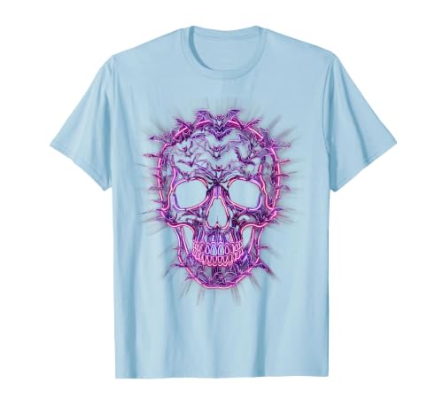 Mademark Halloween Bat Swarm Skull Graphic T-Shirt - size chart